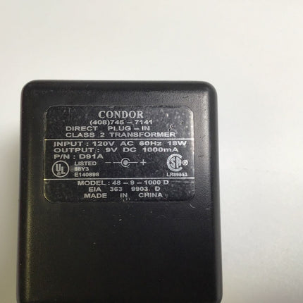 Condor  AC/DC Adaptor  Class 2 Toy Transformer  Model 48-9-1000D