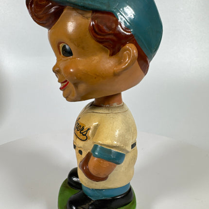 1962 LOS ANGELES DODGERS green base & hair swirl,  Vtg Bobblehead Nodder,  Japan