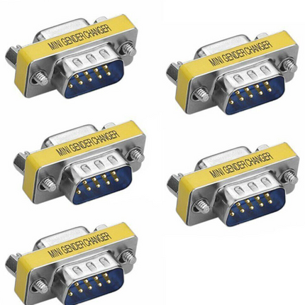 Lot Of 5 RS232 Serial DB9 Female to Female Mini Coupler Adapter Connector